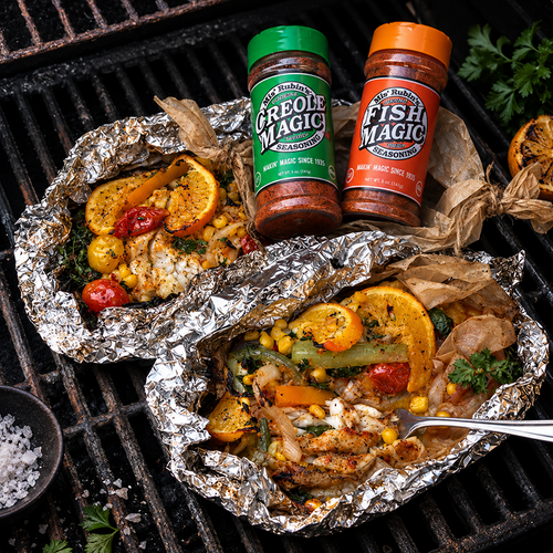 Lazy Days Creole Fish Grill Packets with Spicy Orange Garlic Butter