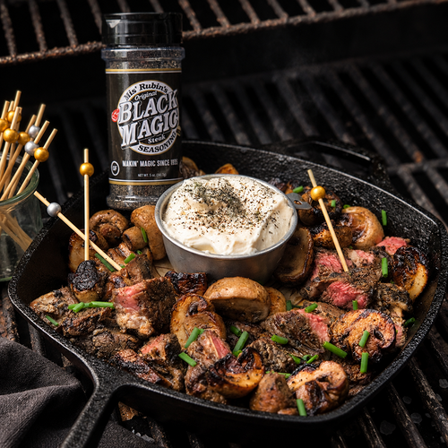 Magical Steak n’ Mushroom Bites with Honey Horseradish Whipped Cream